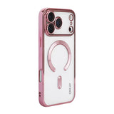Carcasa ENKAY Hat-Prince transparente para iPhone 17 Pro Max con marco rosa vista trasera