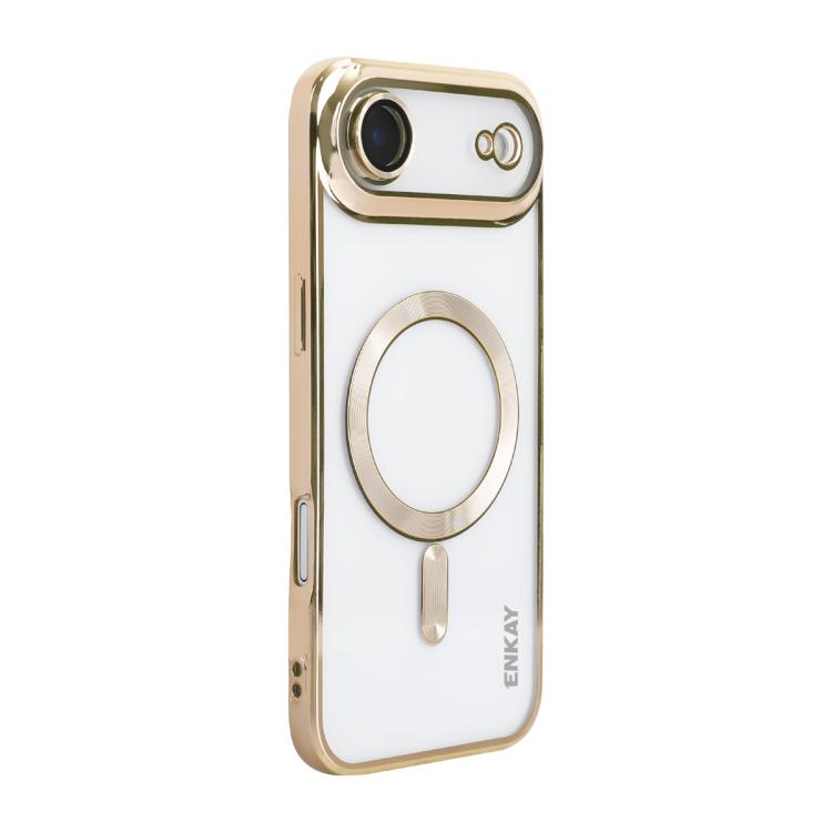 Carcasa ENKAY Hat-Prince transparente para iPhone Air con marco dorado vista trasera