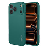 Carcasa ENKAY de silicona líquida para iPhone 17 Pro Max color verde oscuro vista trasera y lateral
