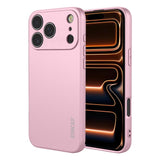 Carcasa ENKAY de silicona líquida para iPhone 17 Pro Max color rosa vista trasera y lateral