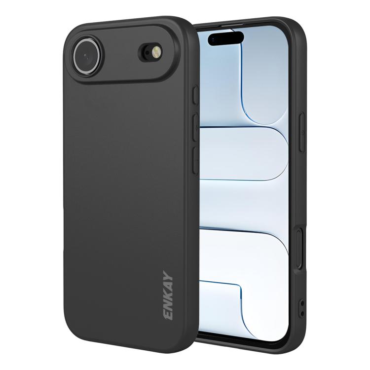 Carcasa ENKAY de silicona líquida para iPhone Air color negro vista trasera y lateral