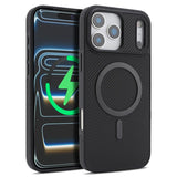 Carcasa Kalebol color negro para iPhone 17 Pro Max con anillo MagSafe, vista trasera y frontal