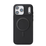 Carcasa Kalebol negra para iPhone 17 Pro Max vista trasera con anillo magnético