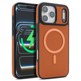 Carcasa Kalebol color marrón para iPhone 17 Pro Max con anillo MagSafe, vista trasera y frontal