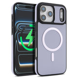 Carcasa Kalebol color morado para iPhone 17 Pro con anillo MagSafe, vista trasera y frontal