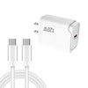 Fuente de alimentación para portátil PD48 GaN de 120 W con USB-C, cable de datos USB-C a USB-C y enchufe estadounidense (blanco).