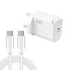 Fuente de alimentación GaN de 120 W con tecnología PD48 y puerto USB-C para portátiles, con cable de datos USB-C a USB-C y enchufe para el Reino Unido (blanco)