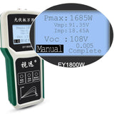 Pantalla del tester solar Elejoy EY1800W mostrando la medición