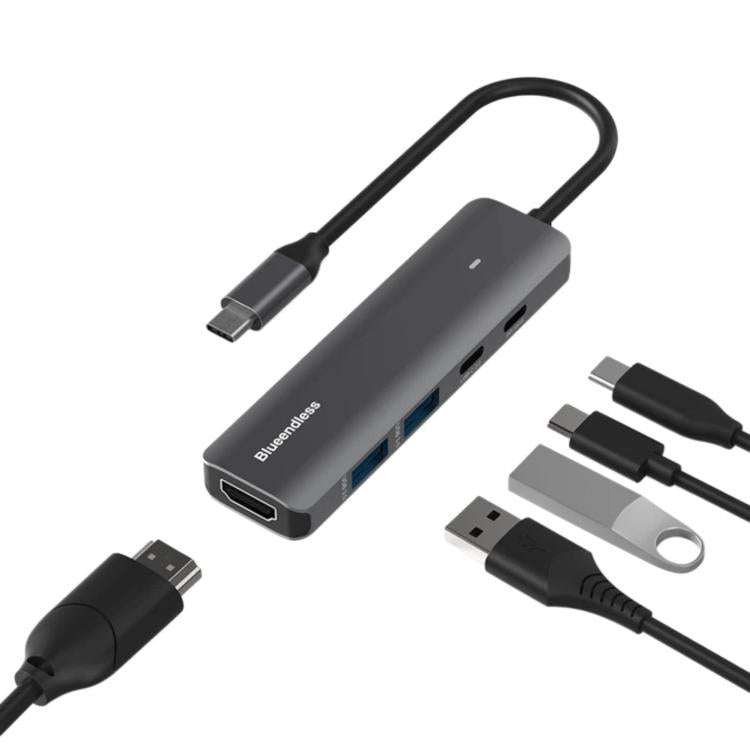 Base convertidora HDMI 4K a 60 Hz de Blueendless con puerto USB-C y carga PD