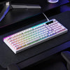 Teclado para juegos LANGTU L99 de 98 teclas, silencioso, con membrana, iluminación RGB y pantalla inteligente. Color: Blanco Pudding (con cable).