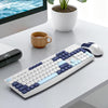 Combo de teclado y ratón con cable ZGB Q9Pro (diseño bicolor); juego ergonómico y silencioso de 105 teclas con ratón de 1600 DPI (blanco y azul)