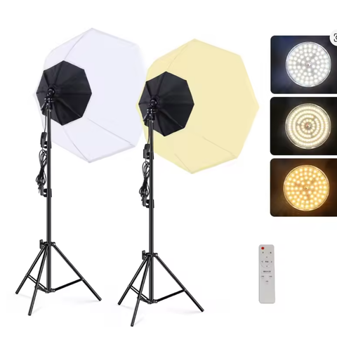 Iluminus IL-YX-DP02 kit de 2 luces bicolor con softbox octogonal y trípodes