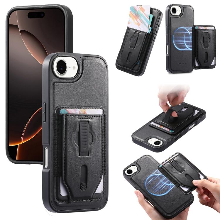 Carcasa CaseNeo Retro con correa de muñeca para iPhone 17e negra