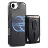 Carcasa CaseNeo Retro para iPhone 17e negra, detalle del cuero PU
