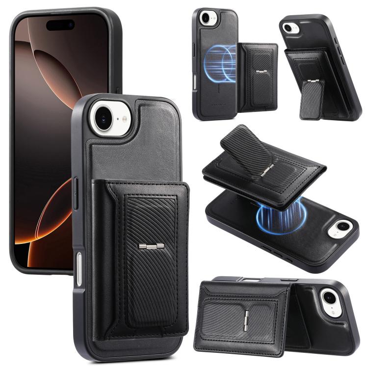 Carcasa CaseNeo Retro con tarjetero magnético para iPhone 17e negra