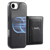 Carcasa CaseNeo Retro para iPhone 17e negra, detalle del cuero PU