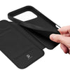 Funda Flip Cover DUX DUCIS Skin Pro para iPhone 17 Pro negra, detalle de textura