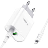 Cargador hoco C80A 20W con cable USB-C a Lightning incluido