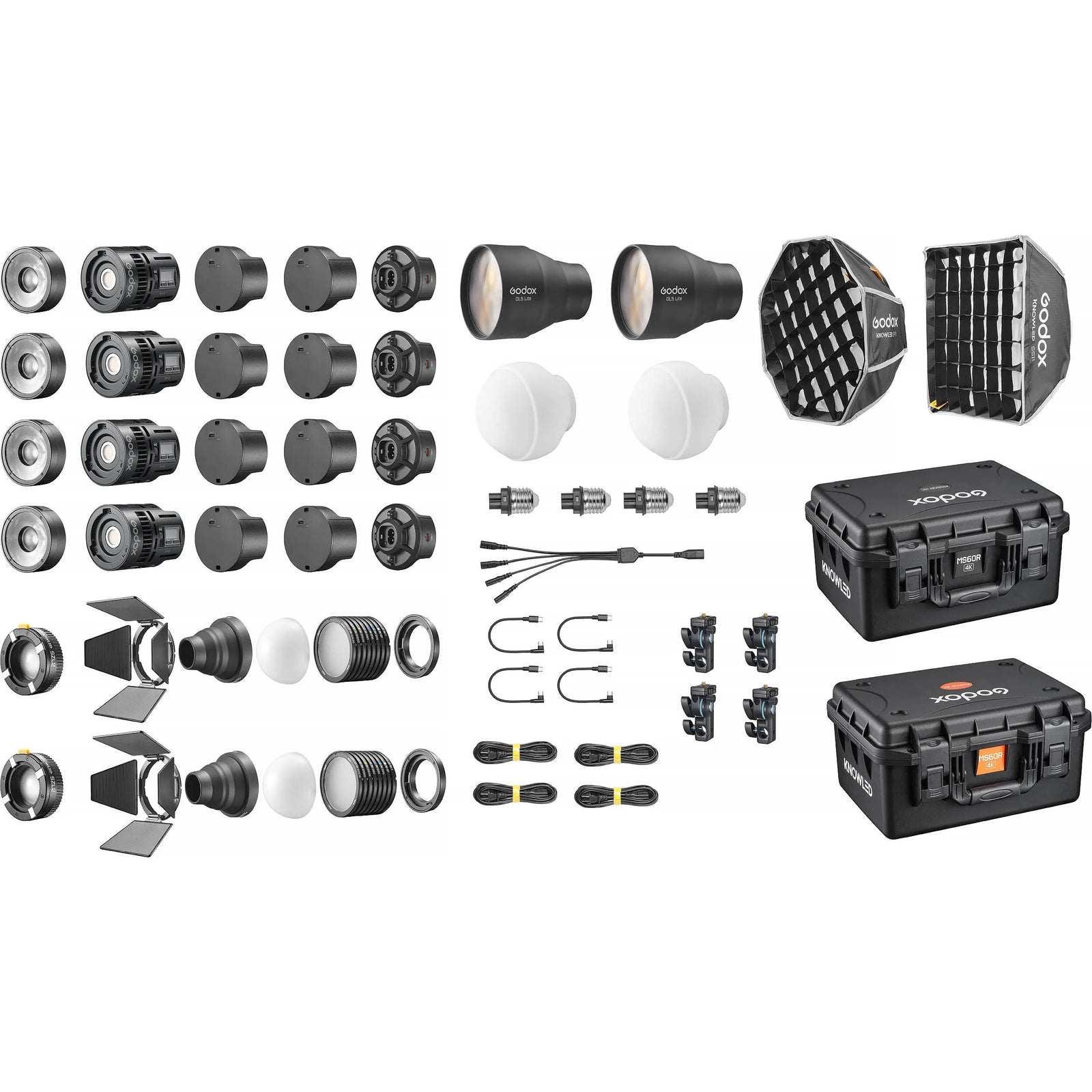 Godox MS60R 4K Kit 4 Luces 60W Con Múltiples Accesorios y Maleta