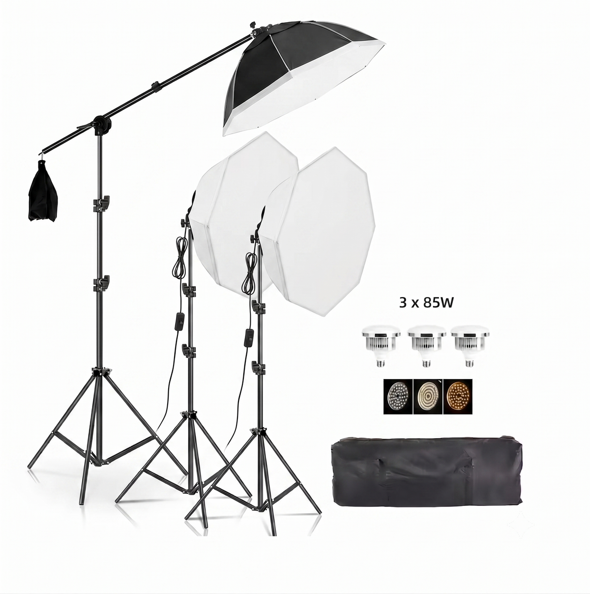 Iluminus IL-YX-DP03 kit de 3 luces bicolor con softbox y trípode jirafa