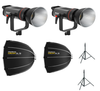 Triopo Kit 2 Luces 150W Mars M150Bi  Con Cajas de Luz y Trípodes