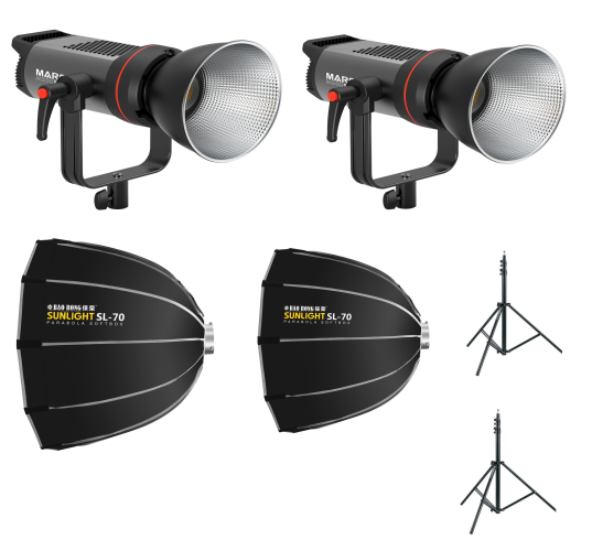 Triopo Kit 2 Luces 150W Mars M150Bi  Con Cajas de Luz y Trípodes