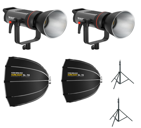 Triopo Kit 2 Luces 150W Mars M150Bi  Con Cajas de Luz y Trípodes