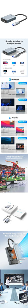 Lemorele LC06 Plus Transforma Puerto USB en HDMI Full HD