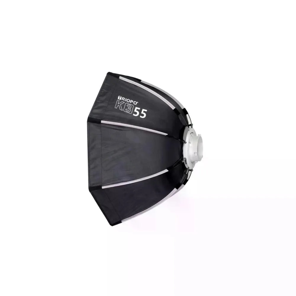 Triopo K3-55+TR-07C Softbox Octogonal Armado Instantáneo Montura Bowens y Speedlight 55 Cm