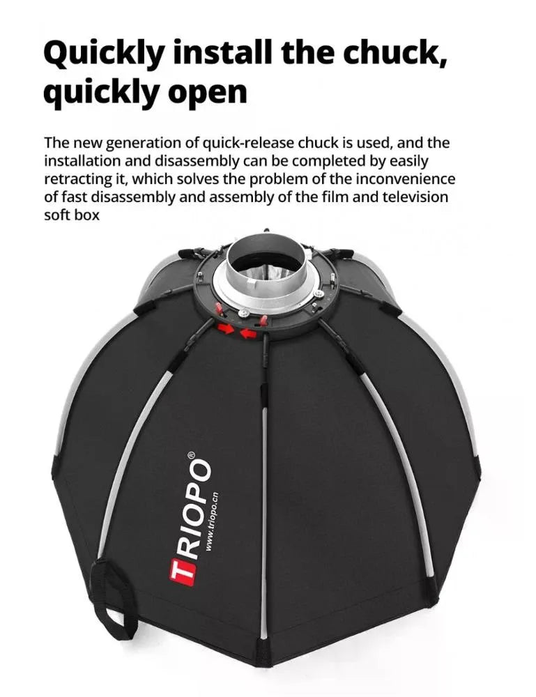 Triopo K2-90 Softbox Octogonal Armado Fácil 90cm Montura Bowens