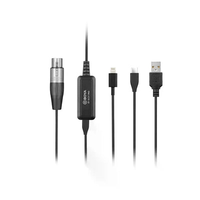 Boya BY-BCA7 PRO Cable Con Preamplificador XLR a Usb / Usb C / Lightning
