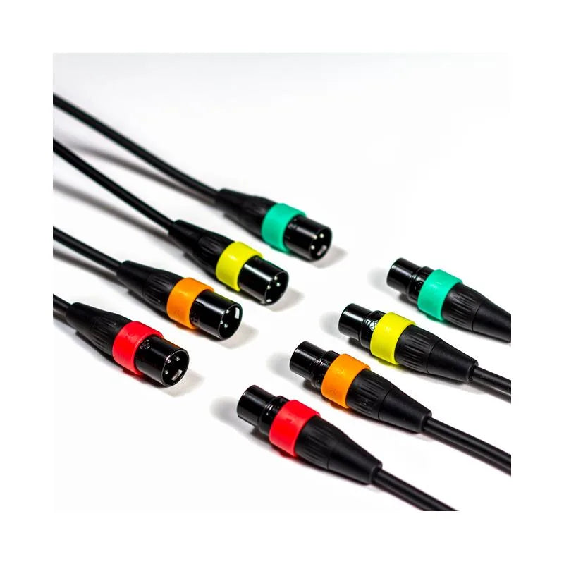 Zoom XLR-4c/CP pack de 4 cables XLR de micrófono de 2,5 metros con anillos de colores, vista del pack completo