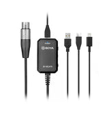 Boya BY-BCA70 Adaptador de Audio con Phantom Power XLR a Lightning, Usb y Usb-c de 6 Metros