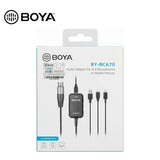 Boya BY-BCA70 Adaptador de Audio con Phantom Power XLR a Lightning, Usb y Usb-c de 6 Metros