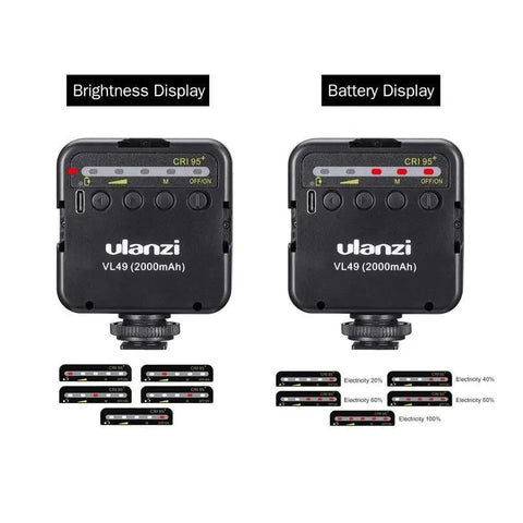 Ulanzi VL49 Mini lámpara led con batería recargable y soporte de accesorios