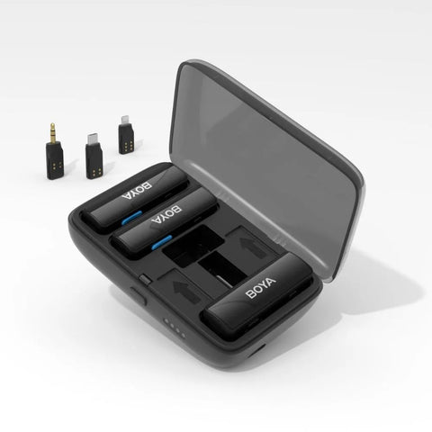 BOYALINK  Sistema de micrófono inalámbrico doble con diseño todo-en-uno
