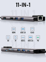 Lemorele TC65L Doble Salida HDMI y HUB USB-C  11 en 1