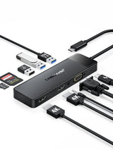Lemorele TC94  Docking Station USB-C 10 en 1 con Triple Salida de Video y Audio 3,5 mm