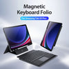 Folio magnético DK visto en ángulo con la tableta encima del teclado