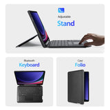 Soporte ajustable del DK y las dos piezas por separado: teclado y cubierta folio