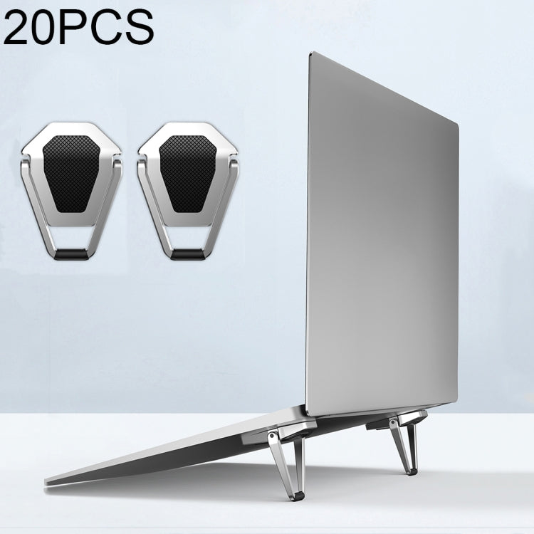 20 PCS R-SOLO BJ01 Forma de escudo pegajable universal Forma portátil Soporte plegable (plata)