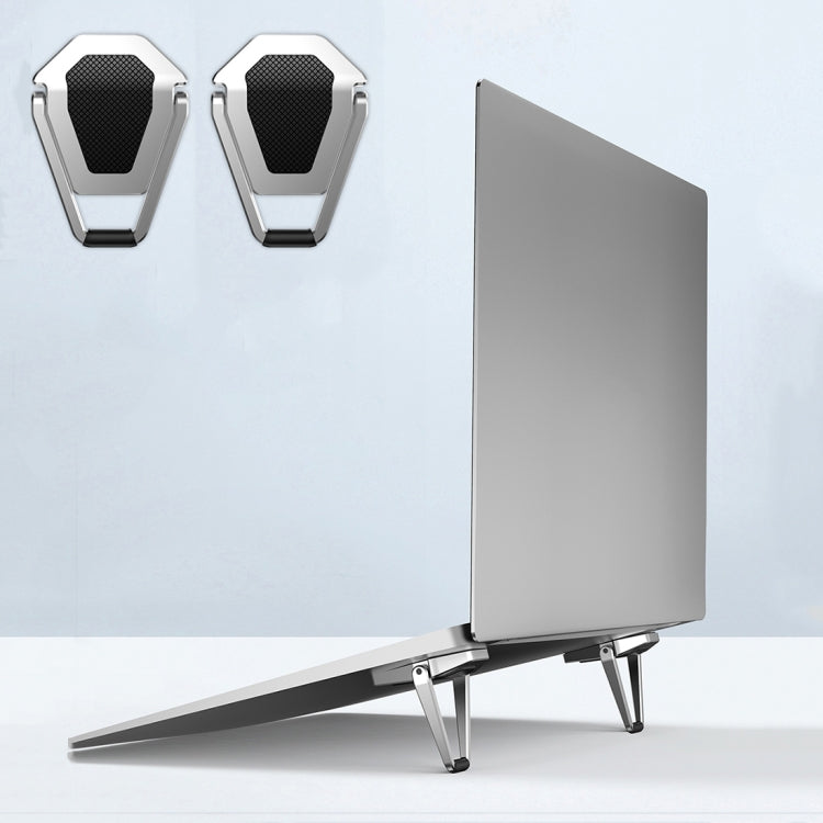 2 PCS R-SOLO BJ01 Forma de escudo pegajable Universal Forma portátil Soporte plegable (plata)