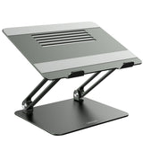 Soporte NILLKIN ProDesk gris desplegado en vista tres cuartos, con el panel calado de ventilación