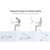 Comparación de postura: espalda encorvada sin soporte frente a la vista al nivel de los ojos con el ProDesk