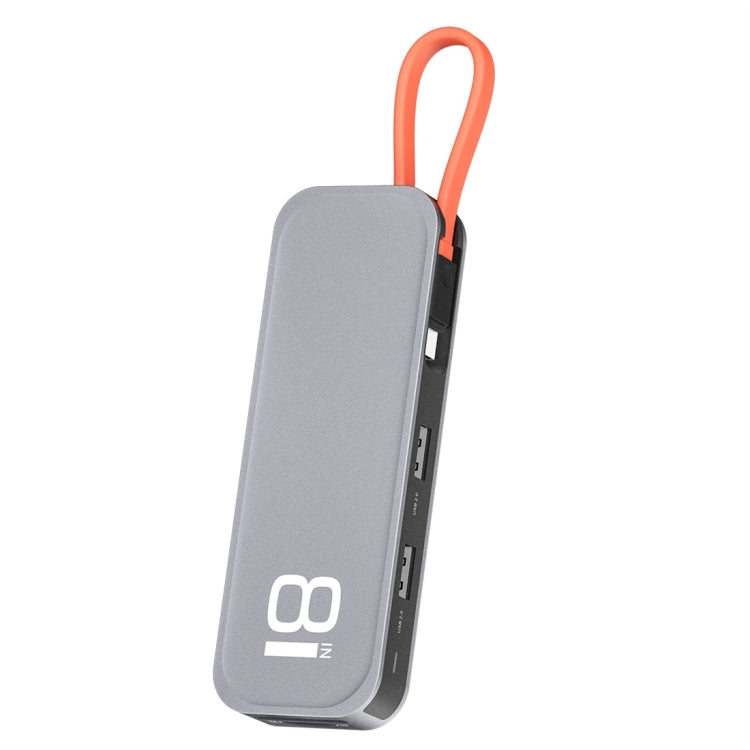 Adaptador HUB de extensión multifuncional ROCK TR03 8 en 1 tipo C / USB-C a HDMI (gris)